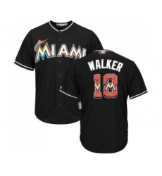 Men's Miami Marlins #18 Neil Walker Authentic Black Team Logo Fashion Cool Base Baseball Jersey