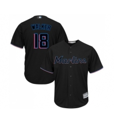 Men's Miami Marlins #18 Neil Walker Replica Black Alternate 2 Cool Base Baseball Jersey