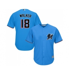 Men's Miami Marlins #18 Neil Walker Replica Blue Alternate 1 Cool Base Baseball Jersey