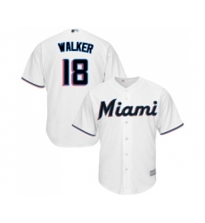 Men's Miami Marlins #18 Neil Walker Replica White Home Cool Base Baseball Jersey