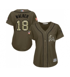 Women's Miami Marlins #18 Neil Walker Authentic Green Salute to Service Baseball Jersey