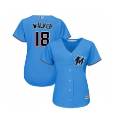 Women's Miami Marlins #18 Neil Walker Replica Blue Alternate 1 Cool Base Baseball Jersey