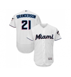 Men's Miami Marlins #21 Curtis Granderson White Home Flex Base Authentic Collection Baseball Jersey
