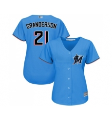 Women's Miami Marlins #21 Curtis Granderson Replica Blue Alternate 1 Cool Base Baseball Jersey