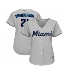 Women's Miami Marlins #21 Curtis Granderson Replica Grey Road Cool Base Baseball Jersey