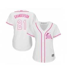 Women's Miami Marlins #21 Curtis Granderson Replica White Fashion Cool Base Baseball Jersey
