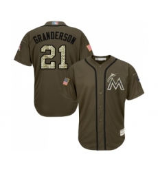 Youth Miami Marlins #21 Curtis Granderson Authentic Green Salute to Service Baseball Jersey