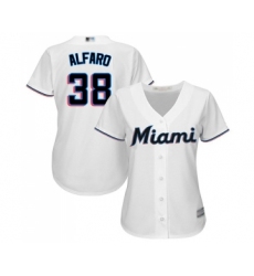 Women's Miami Marlins #38 Jorge Alfaro Replica White Home Cool Base Baseball Jersey
