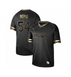 Men's Miami Marlins #54 Sergio Romo Authentic Black Gold Fashion Baseball Jersey