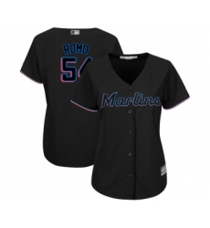Women's Miami Marlins #54 Sergio Romo Replica Black Alternate 2 Cool Base Baseball Jersey