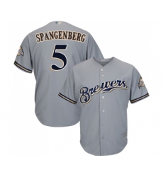 Youth Milwaukee Brewers #5 Cory Spangenberg Replica Grey Road Cool Base Baseball Jersey