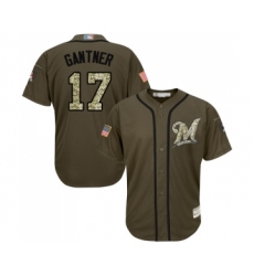 Youth Milwaukee Brewers #17 Jim Gantner Authentic Green Salute to Service Baseball Jersey