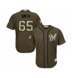 Youth Milwaukee Brewers #65 Burch Smith Authentic Green Salute to Service Baseball Jersey