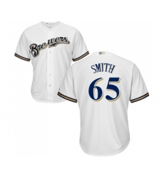 Youth Milwaukee Brewers #65 Burch Smith Replica White Alternate Cool Base Baseball Jersey