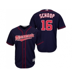 Youth Minnesota Twins #16 Jonathan Schoop Replica Navy Blue Alternate Road Cool Base Baseball Jersey