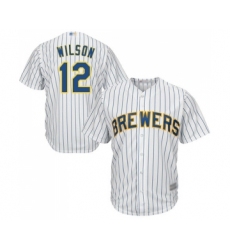 Men's Milwaukee Brewers #12 Alex Wilson Replica White Home Cool Base Baseball Jersey