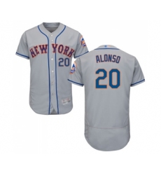Men's New York Mets #20 Pete Alonso Grey Road Flex Base Authentic Collection Baseball Jersey