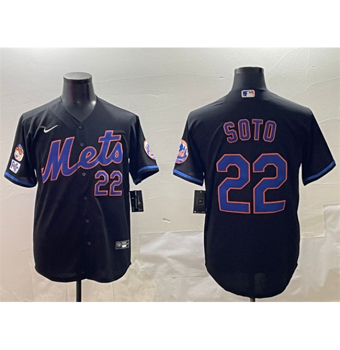 Men's New York Mets #22 Juan Soto Black 2025 Spring Training Cool Base Stitched Baseball Jersey