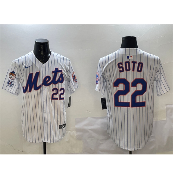 Men's New York Mets #22 Juan Soto White 2025 Spring Training Home Limited Stitched Baseball Jersey