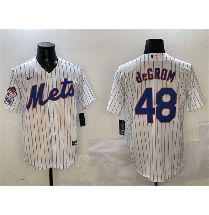 Men's New York Mets #48 Jacob DeGrom White 2025 Spring Training Cool Base Stitched Baseball Jersey