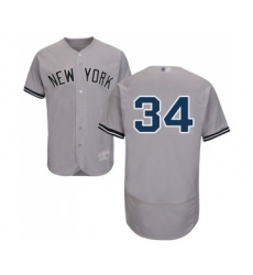 Men's New York Yankees #34 J.A. Happ Grey Road Flex Base Authentic Collection Baseball Jersey