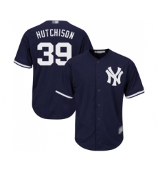 Youth New York Yankees #39 Drew Hutchison Authentic Navy Blue Alternate Baseball Jersey
