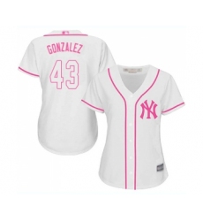Women's New York Yankees #43 Gio Gonzalez Authentic White Fashion Cool Base Baseball Jersey