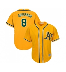 Men's Oakland Athletics #8 Robbie Grossman Replica Gold Alternate 2 Cool Base Baseball Jersey