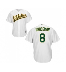 Youth Oakland Athletics #8 Robbie Grossman Replica White Home Cool Base Baseball Jersey