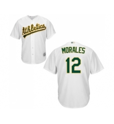 Youth Oakland Athletics #12 Kendrys Morales Replica White Home Cool Base Baseball Jersey