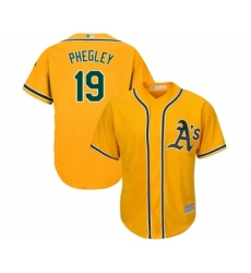 Men's Oakland Athletics #19 Josh Phegley Replica Gold Alternate 2 Cool Base Baseball Jersey
