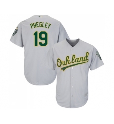 Men's Oakland Athletics #19 Josh Phegley Replica Grey Road Cool Base Baseball Jersey