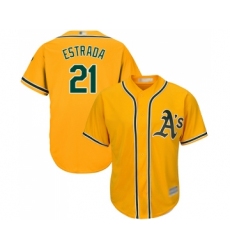 Men's Oakland Athletics #21 Marco Estrada Replica Gold Alternate 2 Cool Base Baseball Jersey