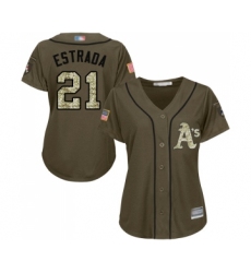 Women's Oakland Athletics #21 Marco Estrada Authentic Green Salute to Service Baseball Jersey