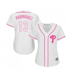 Women's Philadelphia Phillies #13 Sean Rodriguez Replica White Fashion Cool Base Baseball Jersey