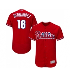 Men's Philadelphia Phillies #16 Cesar Hernandez Red Alternate Flex Base Authentic Collection Baseball Jersey