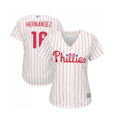 Women's Philadelphia Phillies #16 Cesar Hernandez Replica White Red Strip Home Cool Base Baseball Jersey