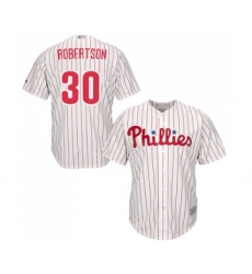 Youth Philadelphia Phillies #30 David Robertson Replica White Red Strip Home Cool Base Baseball Jersey