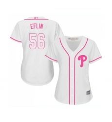 Women's Philadelphia Phillies #56 Zach Eflin Replica White Fashion Cool Base Baseball Jersey