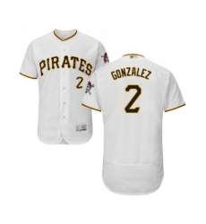 Men's Pittsburgh Pirates #2 Erik Gonzalez White Home Flex Base Authentic Collection Baseball Jersey