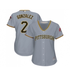 Women's Pittsburgh Pirates #2 Erik Gonzalez Replica Grey Road Cool Base Baseball Jersey