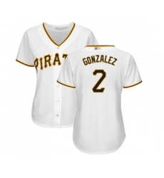 Women's Pittsburgh Pirates #2 Erik Gonzalez Replica White Home Cool Base Baseball Jersey
