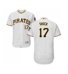 Men's Pittsburgh Pirates #17 JB Shuck White Home Flex Base Authentic Collection Baseball Jersey
