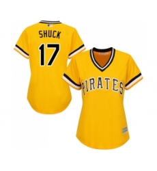 Women's Pittsburgh Pirates #17 JB Shuck Replica Gold Alternate Cool Base Baseball Jersey