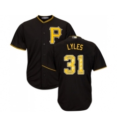 Men's Pittsburgh Pirates #31 Jordan Lyles Authentic Black Team Logo Fashion Cool Base Baseball Jersey