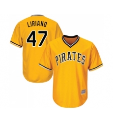 Men's Pittsburgh Pirates #47 Francisco Liriano Replica Gold Alternate Cool Base Baseball Jersey