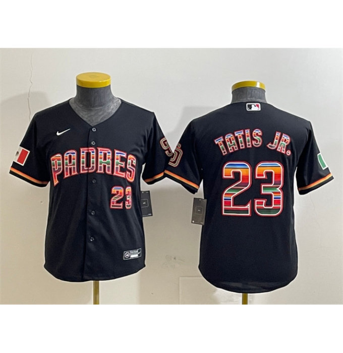 Youth San Diego Padres #23 Fernando Tatis Jr. Black Mexico Cool Base Stitched Baseball Jersey