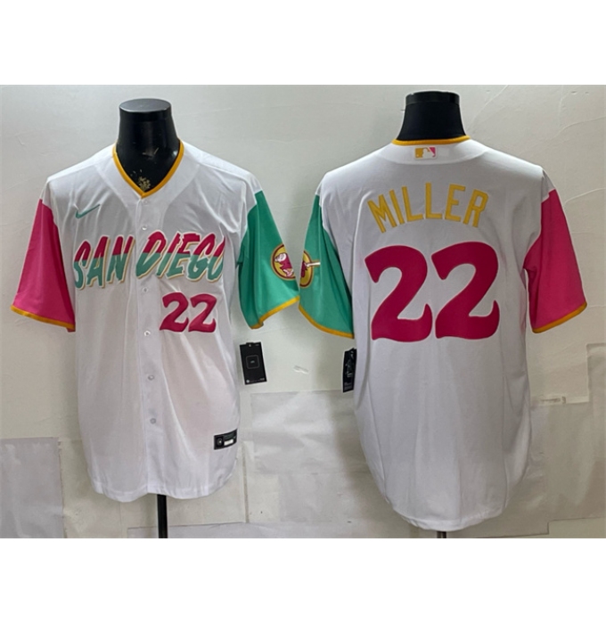 Men's San Diego Padres #22 Mason Miller 2022 White City Connect Cool Base Stitched Baseball Jersey
