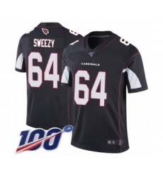 Men's Arizona Cardinals #64 J.R. Sweezy Black Alternate Vapor Untouchable Limited Player 100th Season Football Jersey
