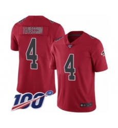 Men's Atlanta Falcons #4 Giorgio Tavecchio Limited Red Rush Vapor Untouchable 100th Season Football Jersey